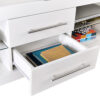 White 140cm TV Stand Cabinet with Glass Shelves & LED Lights | Up to 65 Inch TVs