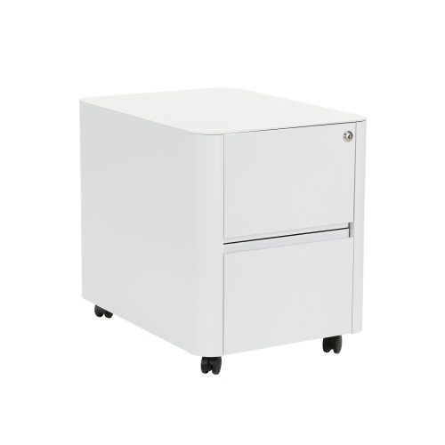 white 2 drawer under desk mobile pedestal